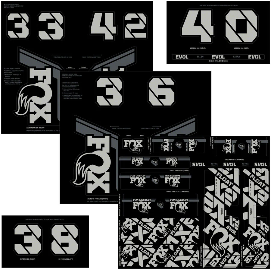 FOX Fork and Shock Decal Kit - Battleship Gray - Image 2