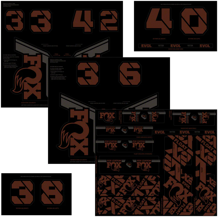 FOX Fork and Shock Decal Kit - Root Beer - Image 2