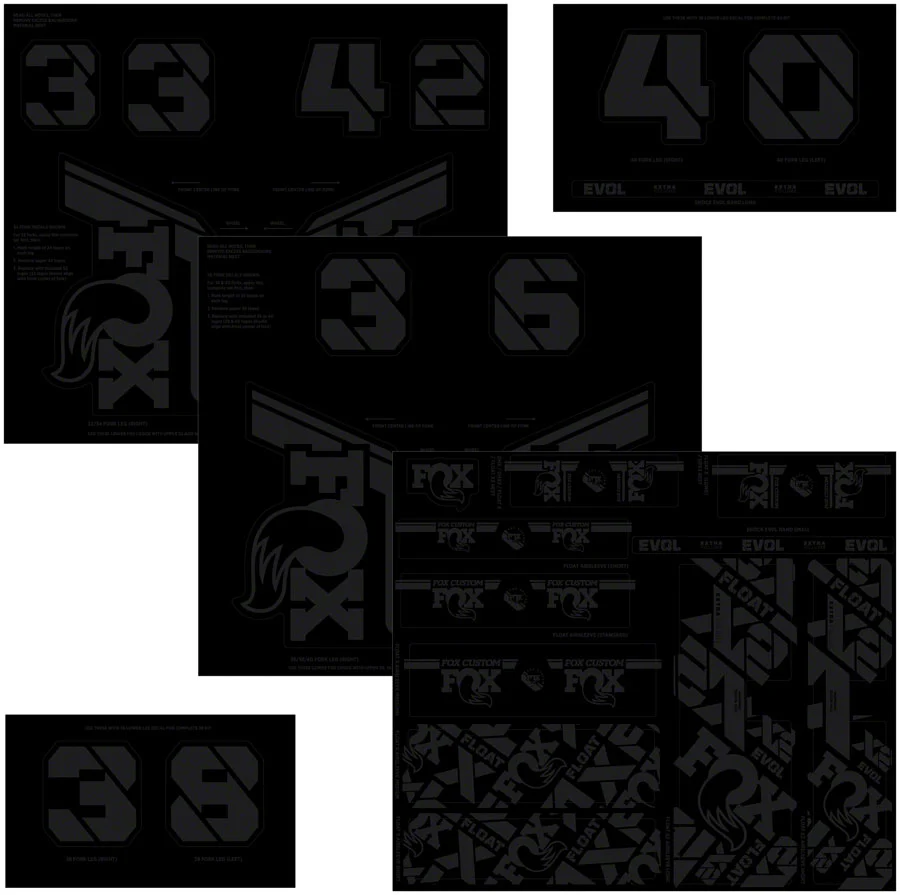 FOX Fork and Shock Decal Kit - Stealth Black - Image 2