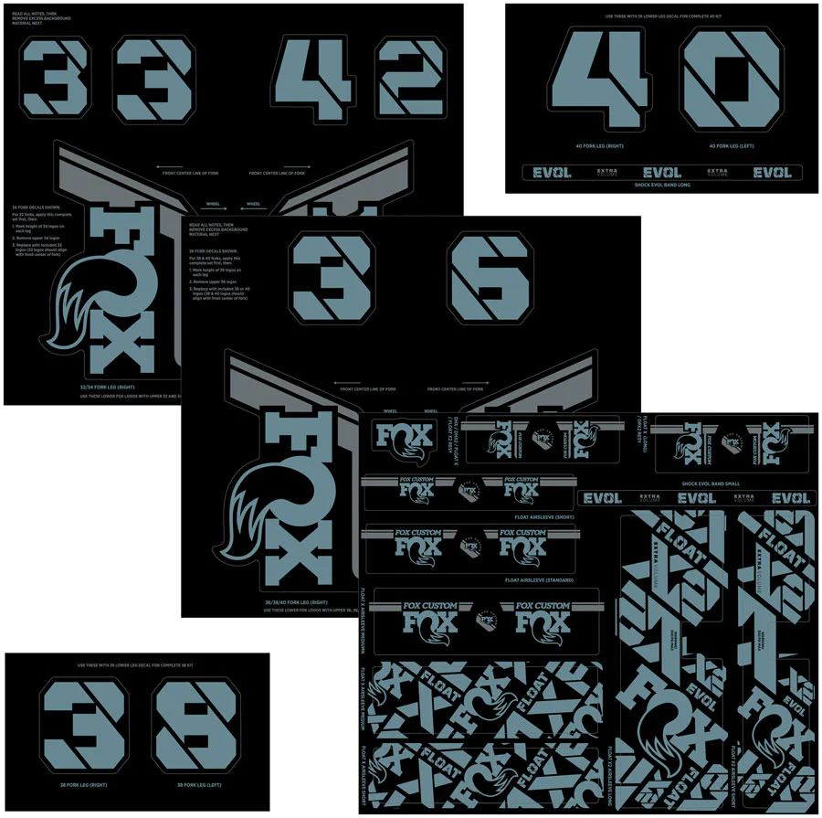 FOX Fork and Shock Decal Kit - Storm Blue - Image 2