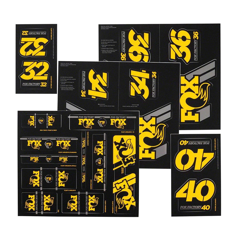 FOX Heritage Decal Kit for Forks and Shocks Yellow - Image 2