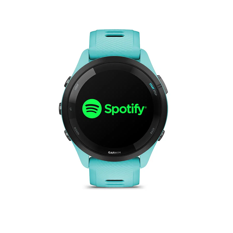 Garmin Forerunner 265 Music Watch Watch Color: Aqua Wristband: Aqua/Black - Silicone
