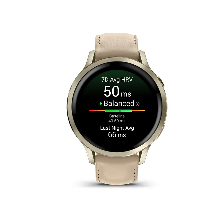 Garmin Venu 4 41mm Watch Watch Color: Lunar Gold Wristband: Light Sand - Leather