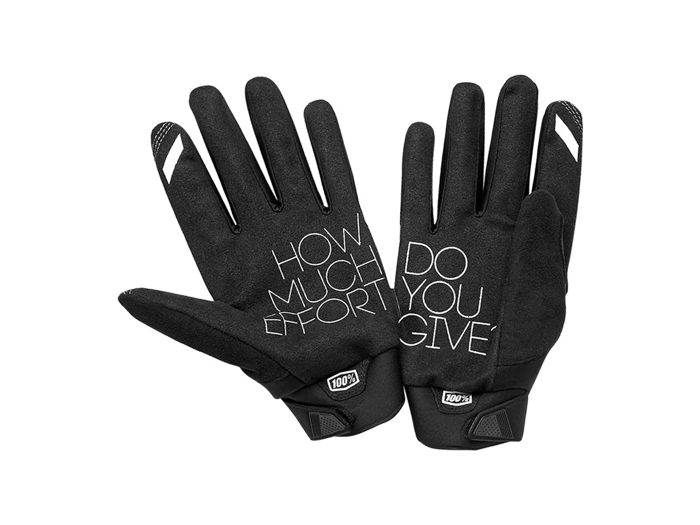 100% Brisker Gloves - Black Full Finger Men's X-Large - Image 2