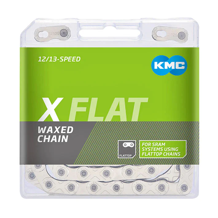 KMC XSL Flat Waxed Chain - 12/13-Speed 126 Links Compatible SRAM T-Type AXS Systems Silver