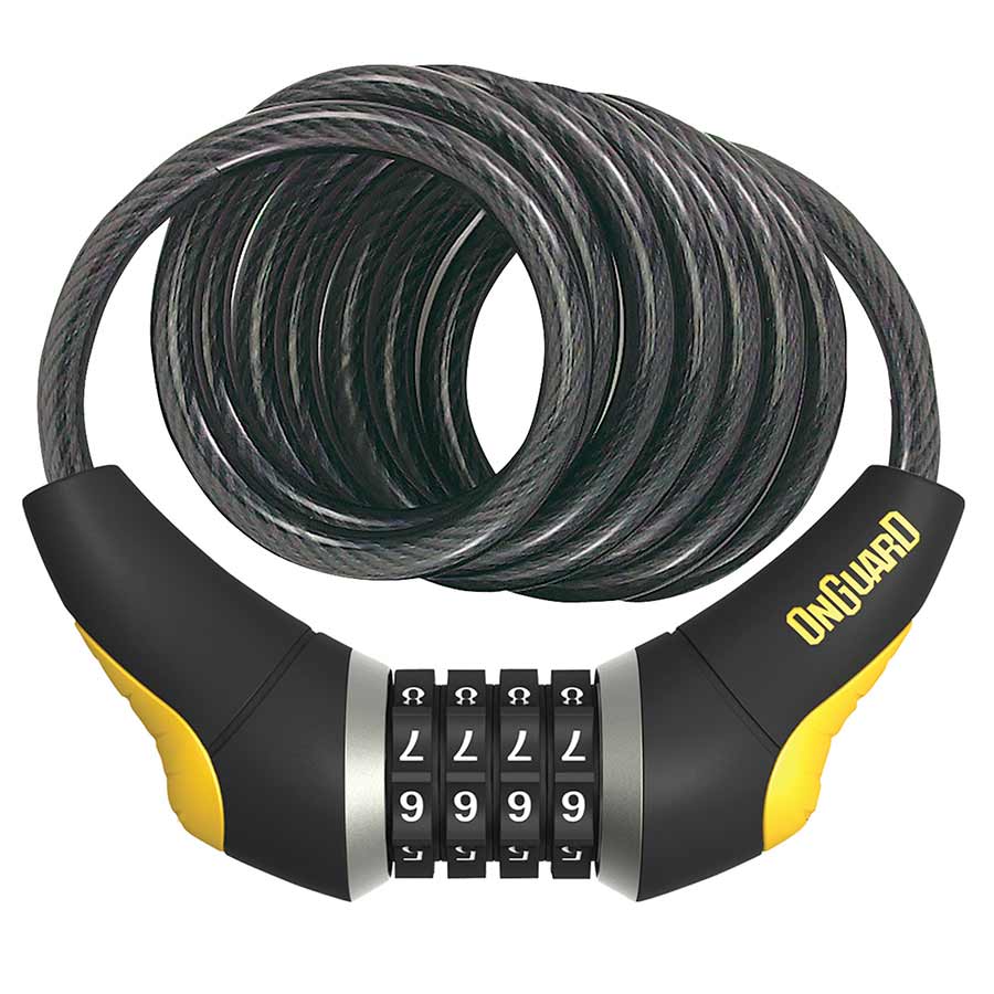 OnGuard Doberman Combo Cable Lock: 6' x 10mm Gray/Black/Yellow