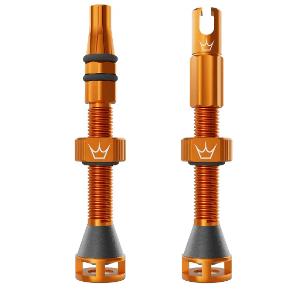 Peaty's Holeshot Fast Flow Tubeless Valves 42mm Mango Pair