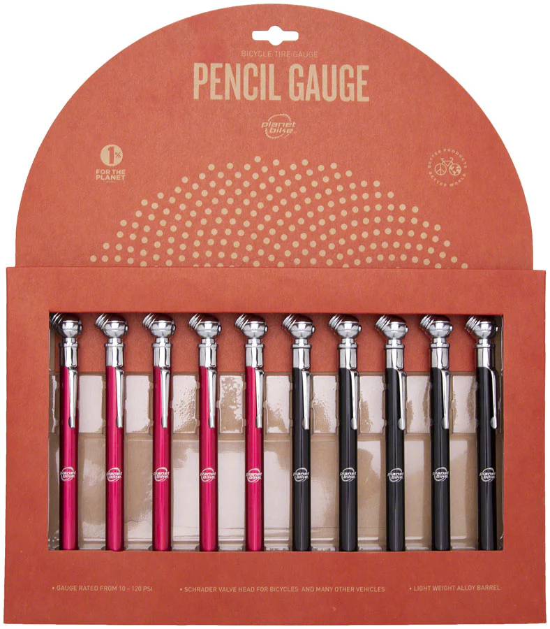 Planet Bike Pencil Gauge: Schrader Head Card of 10 units