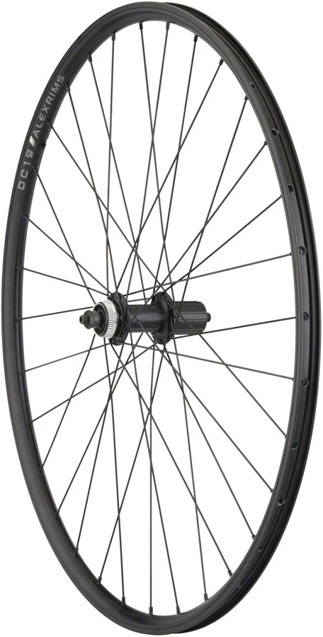 Quality Wheels Value Double Wall Series Rim+Disc Rear Wheel - 700 QR  x 135mm Center-Lock HG10 BLK Clincher 32H