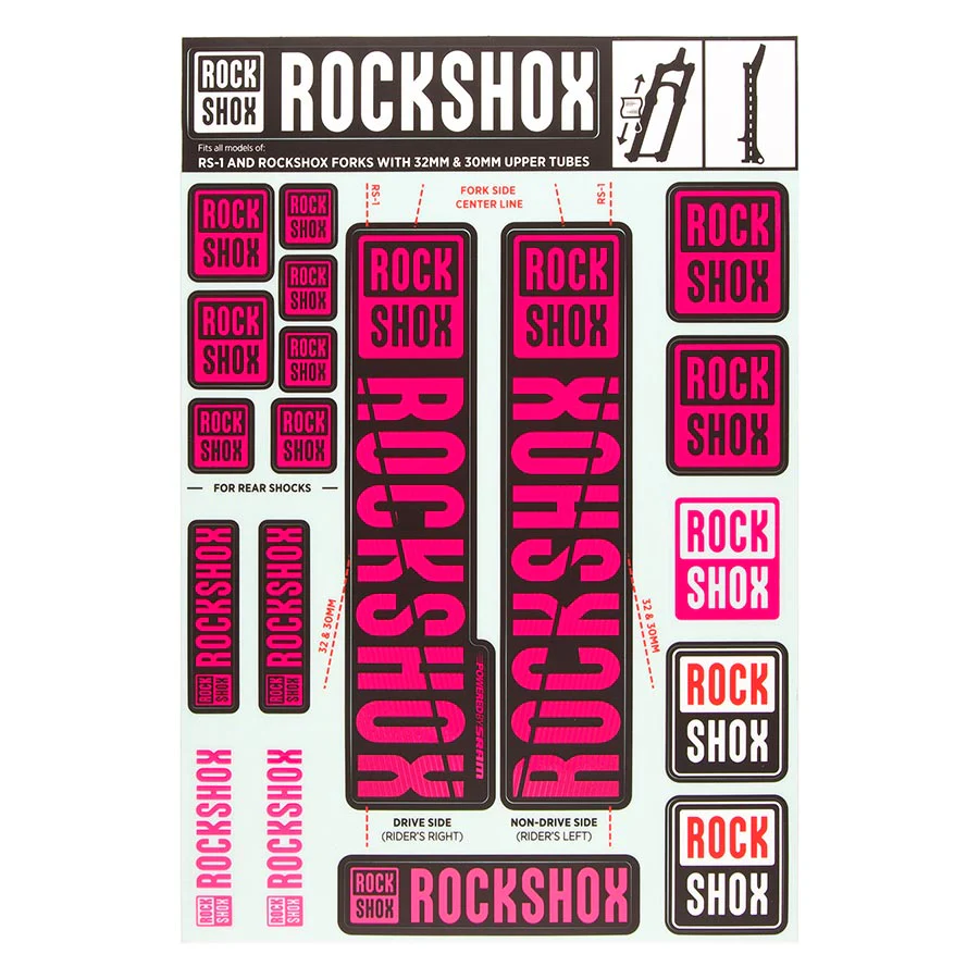 RockShox Fork Decal Kit - 30/32mm/RS1 Magenta
