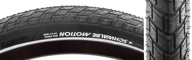 Schwalbe Motion Big Apple Hybrid Tire 16''x2.00 Wire Clincher Addix Green RaceGuard Reflex 67TPI Black