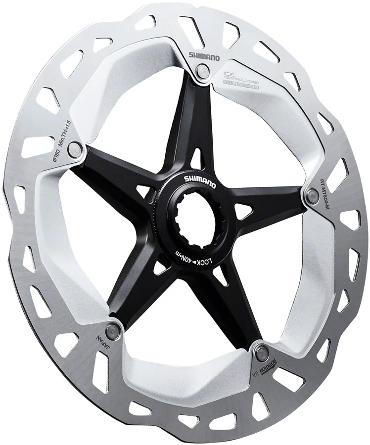 Shimano Deore XT RT-MT800-L Disc Brake Rotor External Lockring - 203mm Center Lock Silver/BLK - Image 2