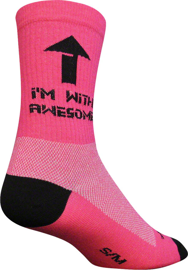 SockGuy Crew I'm With Awesome Socks - 6" Pink Small/Medium