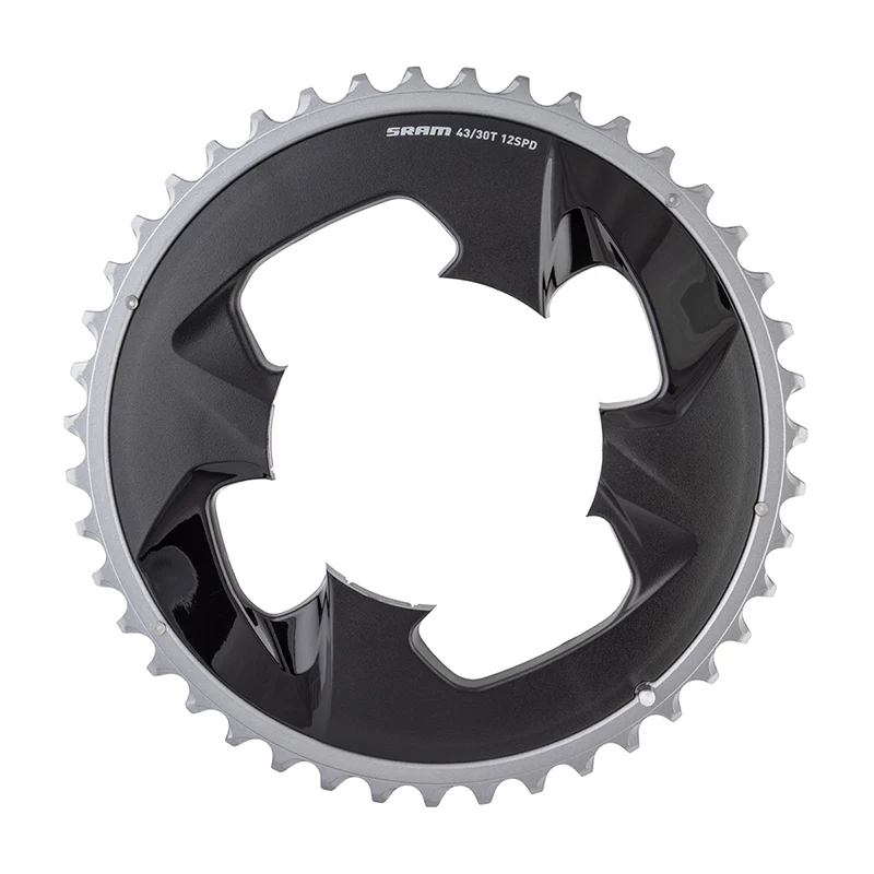 SRAM Force Wide 2x12-Speed Outer Chainring - 43t 94 BCD 4-Bolt Polar Grey For use 30t Inner