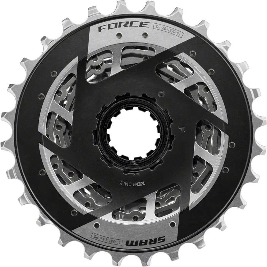 SRAM Force XG-1270 Cassette - 12-Speed 10-28t Silver For XDR Driver Body E1 - Image 3
