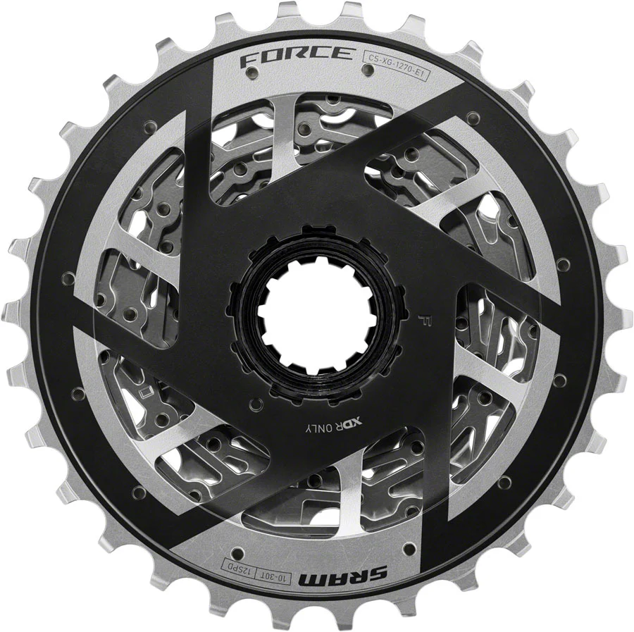 SRAM Force XG-1270 Cassette - 12-Speed 10-30t Silver For XDR Driver Body E1 - Image 3