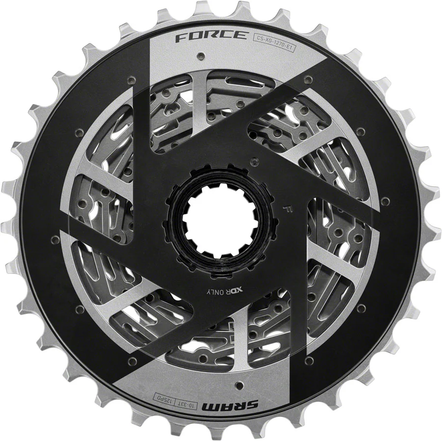 SRAM Force XG-1270 Cassette - 12-Speed 10-33t Silver For XDR Driver Body E1 - Image 3