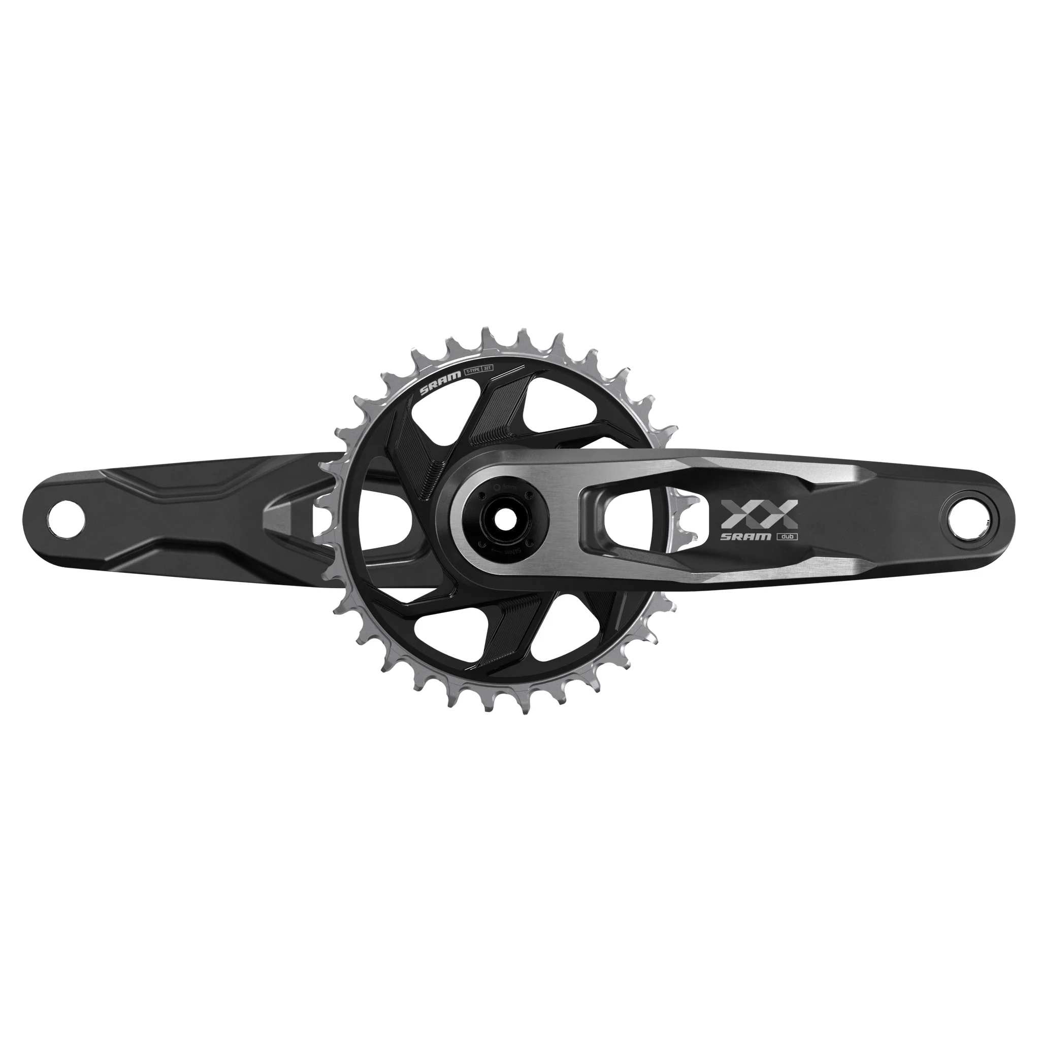 SRAM XX Downhill T-Type Crankset - 150mm 7-Speed 34t 3mm Offset Chainring Direct Mount 55mm Chainline DUB Wide Spindle BLK