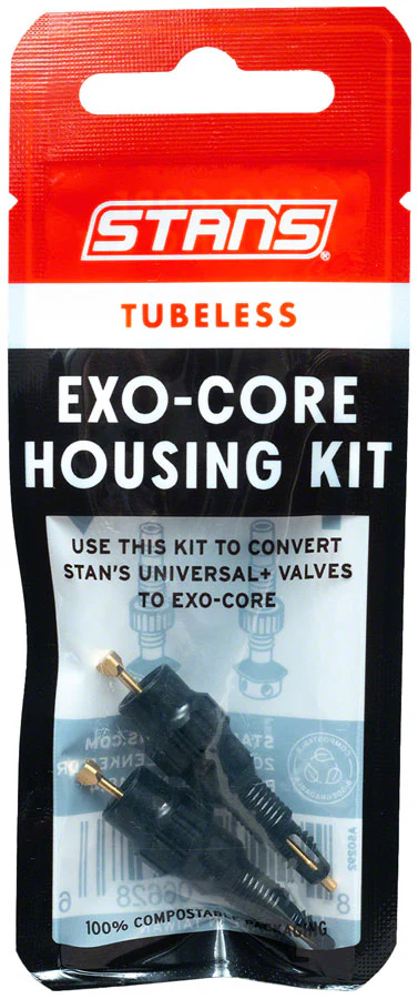 Stan's Tubeless Exo-Core Valve Stem Housing Kit - Alloy BLK Fits Universal+ Valves Pair - Image 2