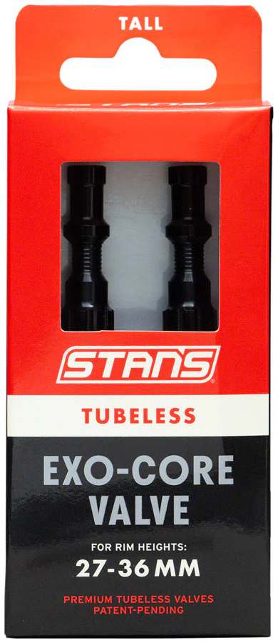 Stan's Tubeless Exo-Core Valve Stems - Alloy Tall Black Pair - Image 3