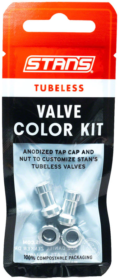 Stan's Tubeless Valve Stem Cap Color Kit - Silver Pair - Image 2