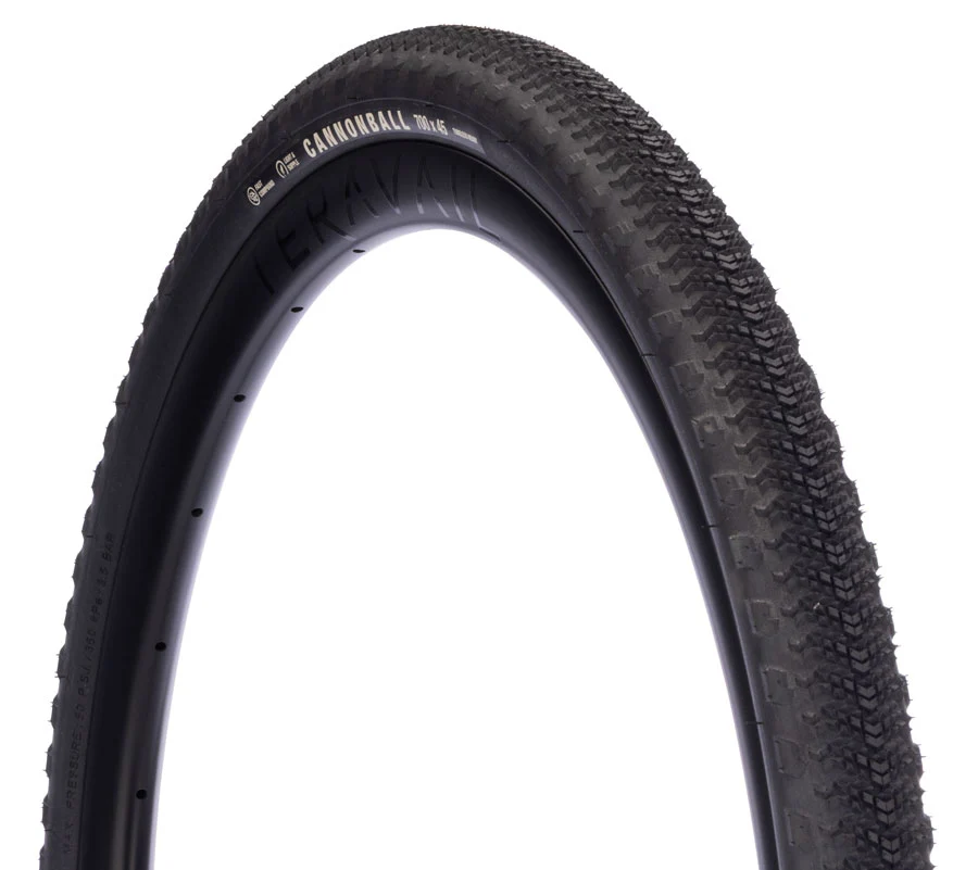 Teravail Cannonball Tire - 700 x 45 Tubeless Folding BLK Durable Fast Compound