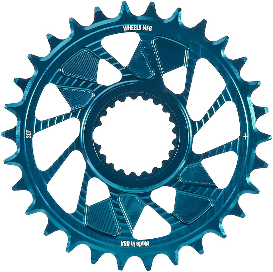 Wheels Manufacturing Direct Mount Chainring - 30t Shimano Direct Mount 1.5mm Inboard Offset HG+ Chain Compatible Teal