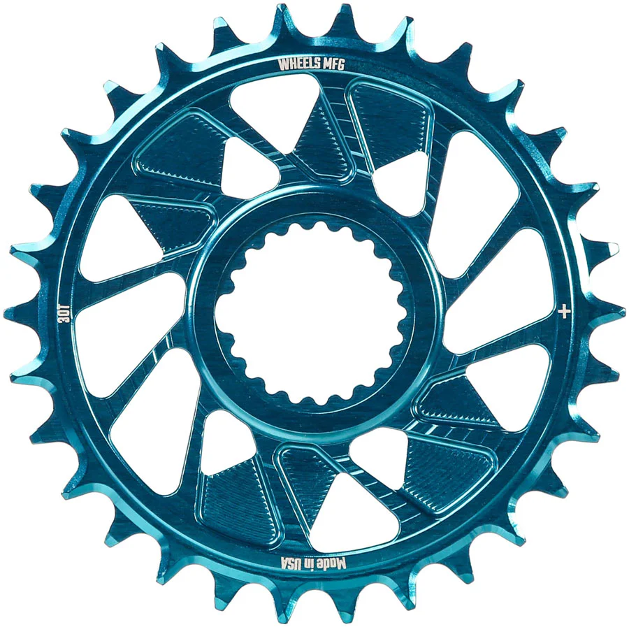 Wheels Manufacturing Direct Mount Chainring - 30t Shimano Direct Mount 1.5mm Outboard Offset HG+ Chain Compatible Teal