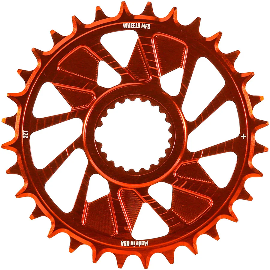 Wheels Manufacturing Direct Mount Chainring - 32t Shimano Direct Mount 1.5mm Outboard Offset HG+ Chain Compatible Orange