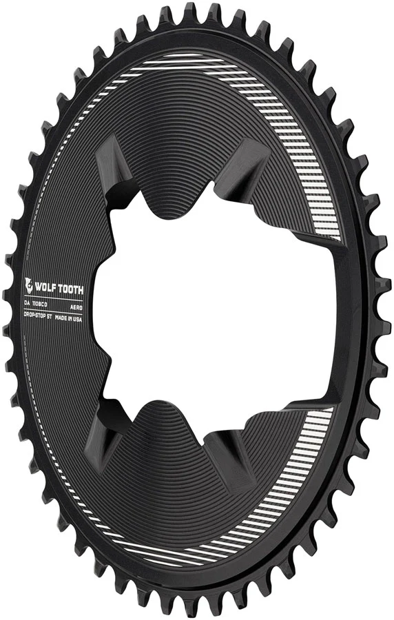 Wolf Tooth Aero Direct Mount 1x Chainring - 48t 4-Bolt Drop-Stop ST Compatible Shimano Dura-Ace R9200/R9200-P Only BLK - Image 3