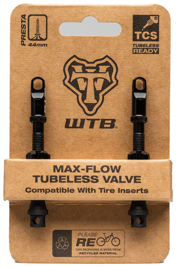 WTB TCS Max-Flow Tubeless Valves - 44mm Black Pair - Image 2